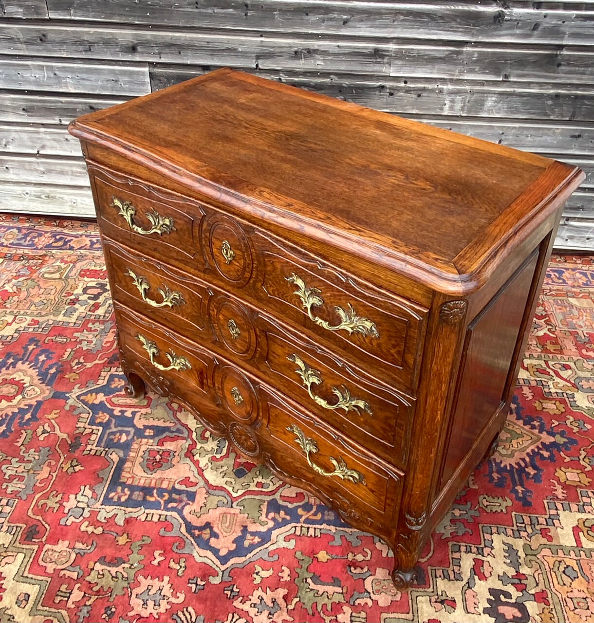 Louis XV style chest of drawers in natural wood nineteenth century