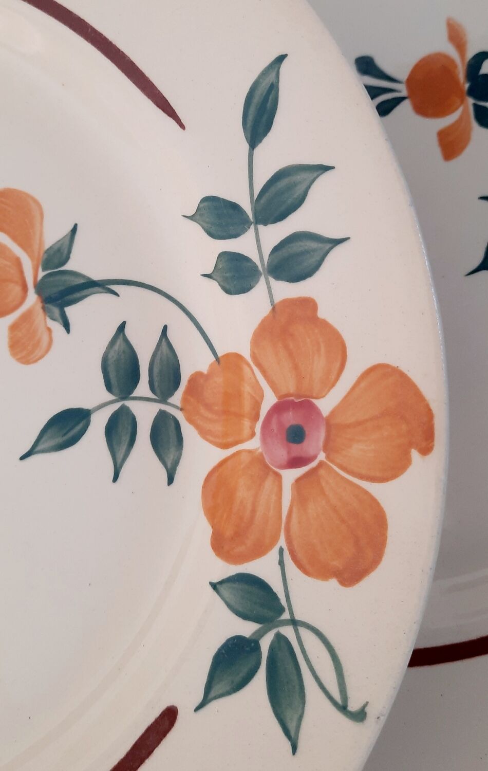 Flat earthenware plates Moulin des Loups Saint Amand Model Amélie Vintage