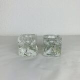 Pair of solid glass ice cube candlesticks by Rudolf Jurnikl, 1970s