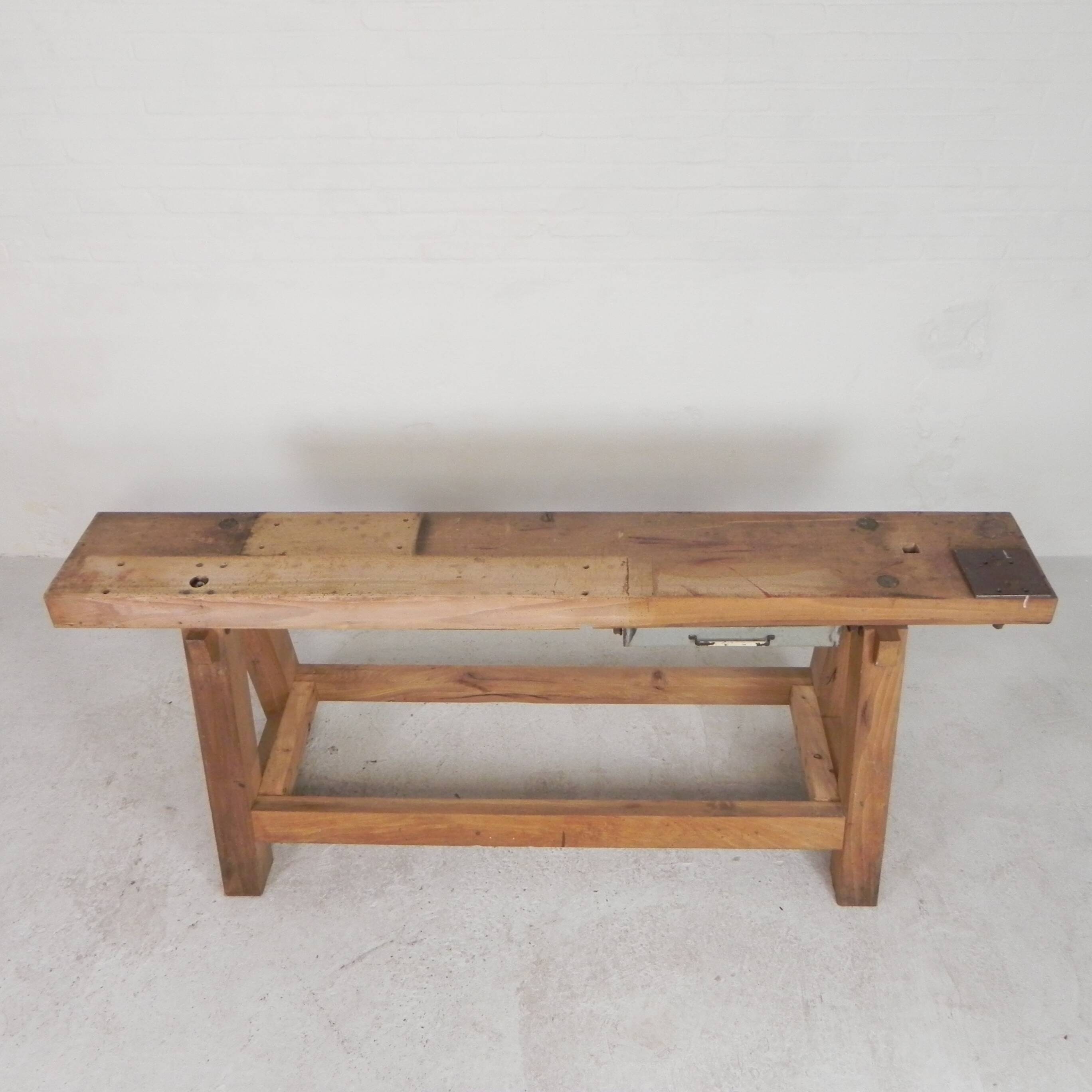 Oak workbench 2 meters long, 1950s