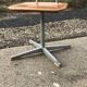 Embru set from the 1960s, school desk and brown wooden and steel chair, Switzerland, set of 2.