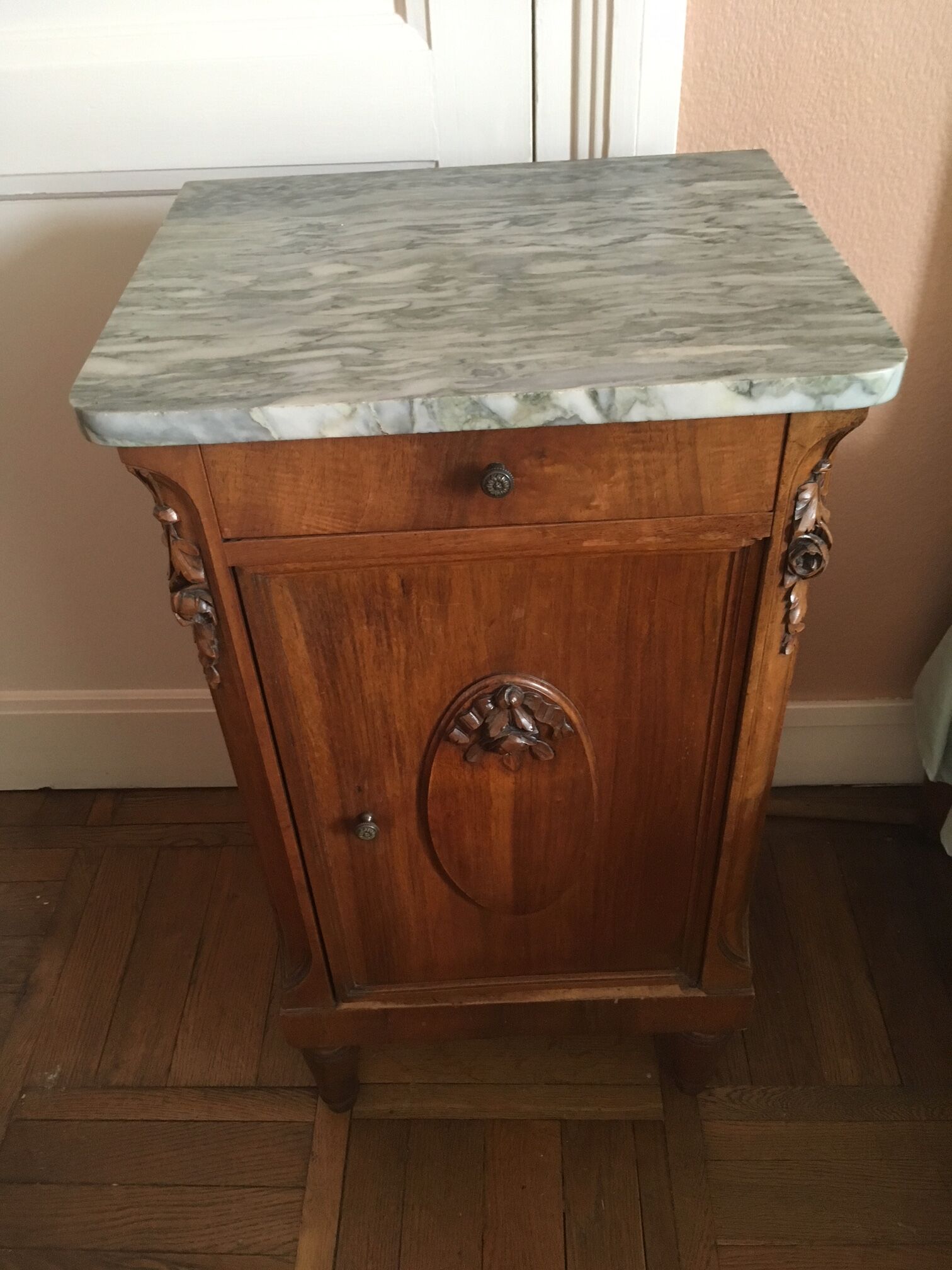 Louis Philippe nightstand with marble