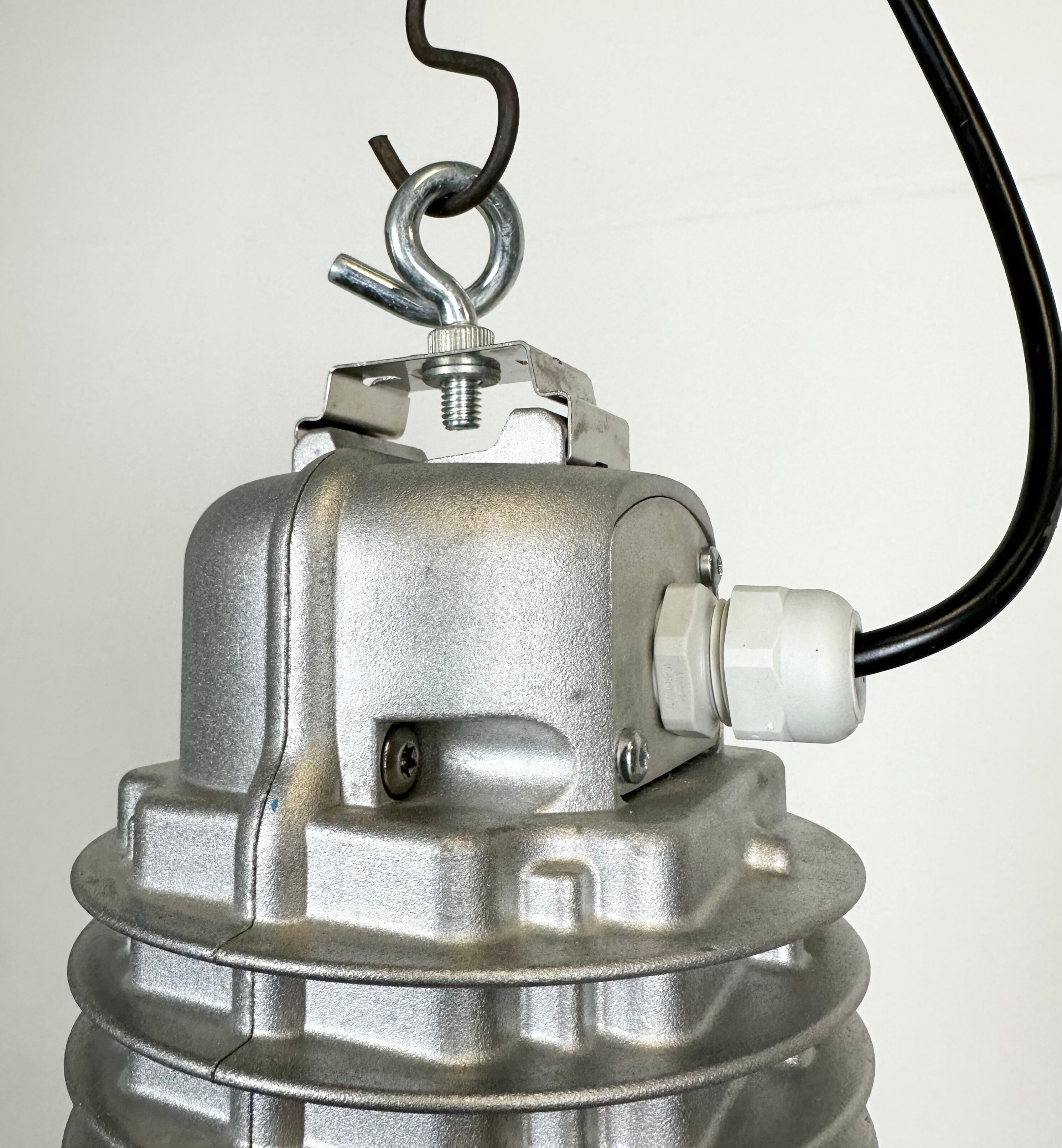 Industrial pendant lamp with glass cover by charles keller for zumtobel, 1990s