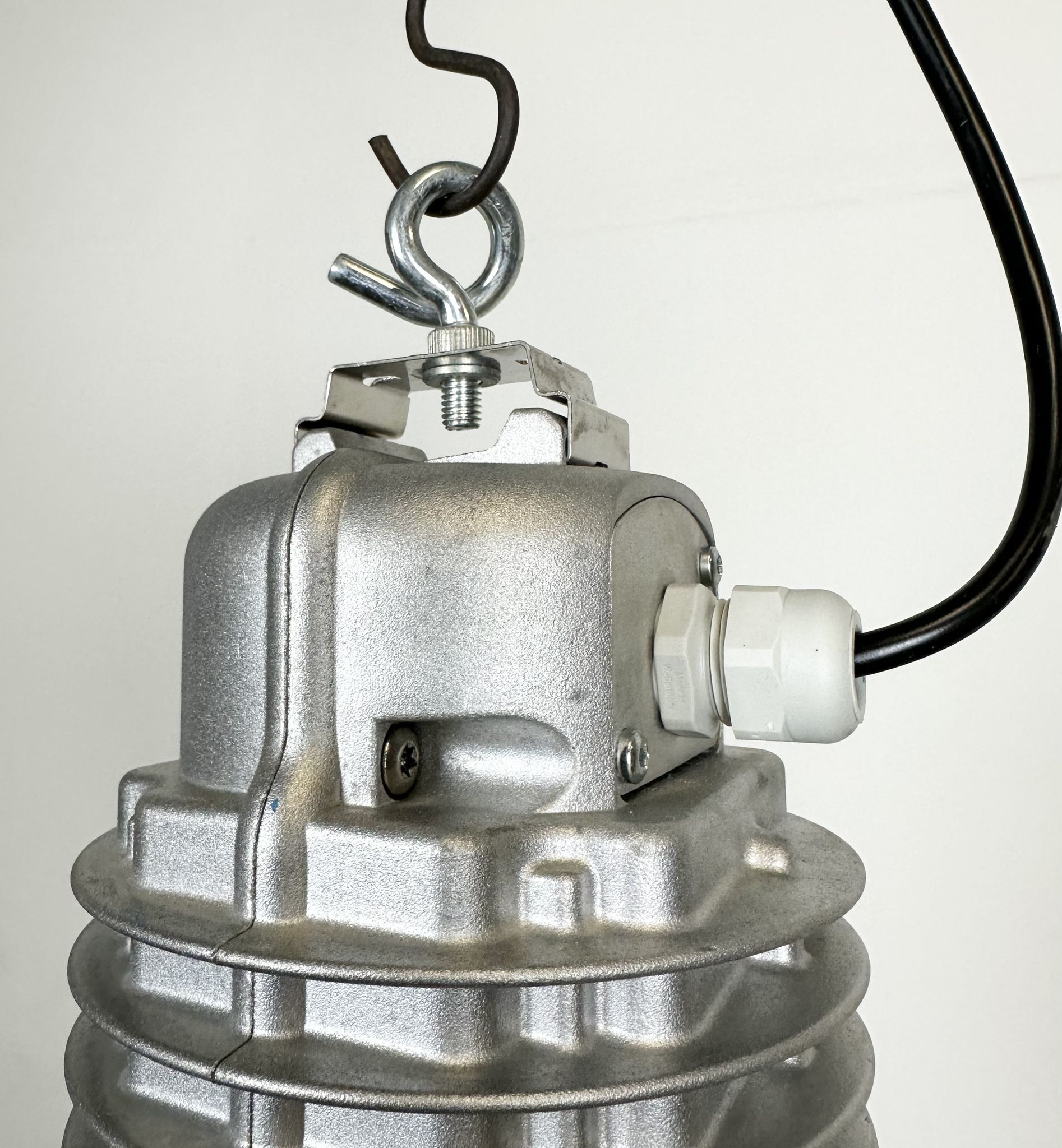 Industrial pendant lamp with glass cover by charles keller for zumtobel, 1990s