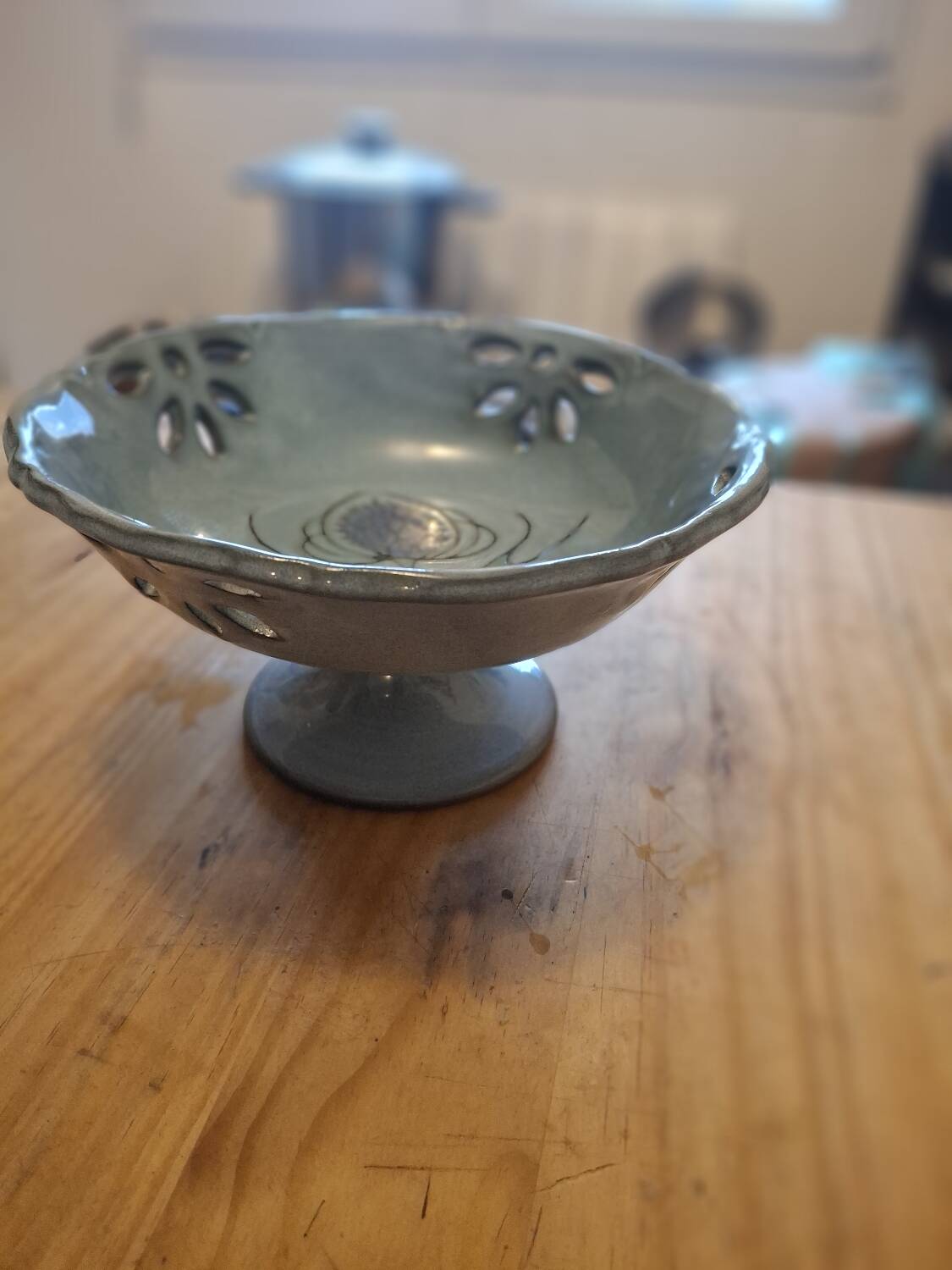 Ceramic Salad Bowl Vallauris thistle decoration