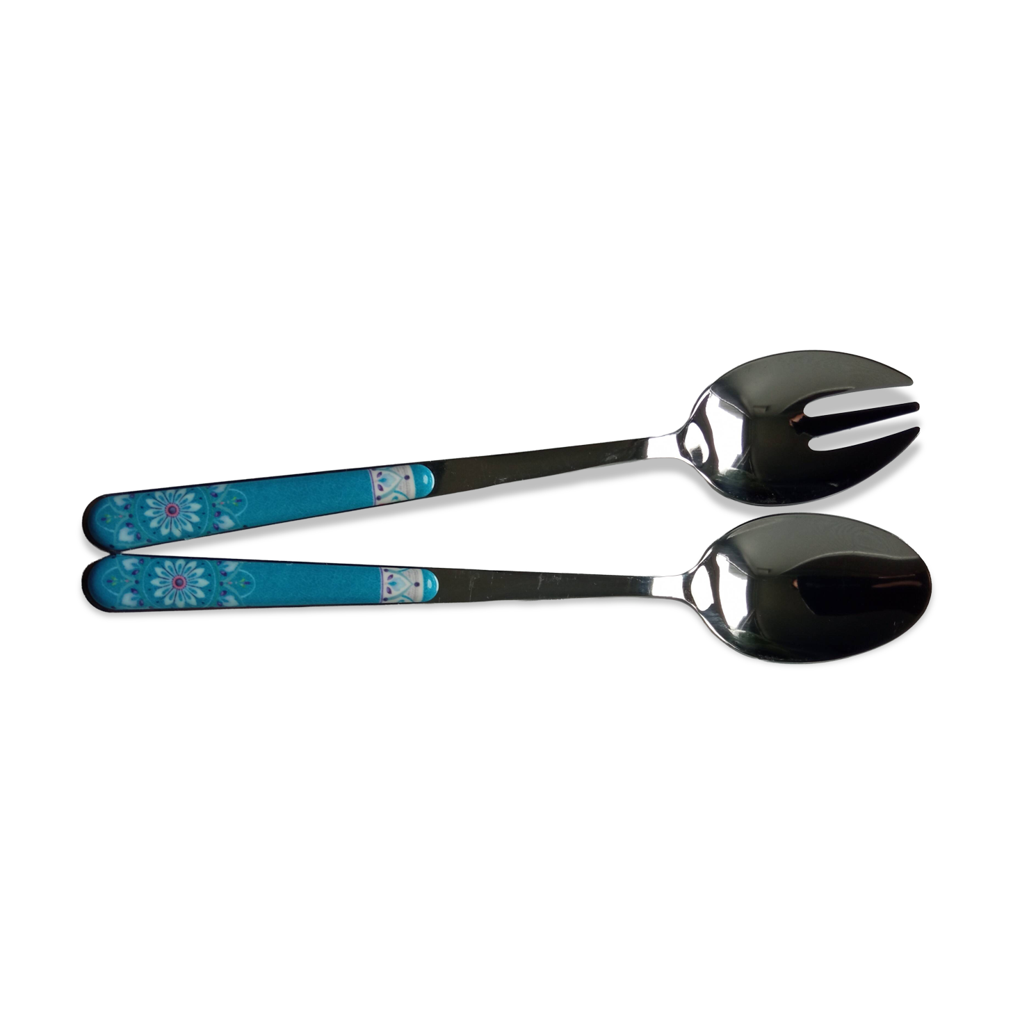 Service of 2 metal salad servers