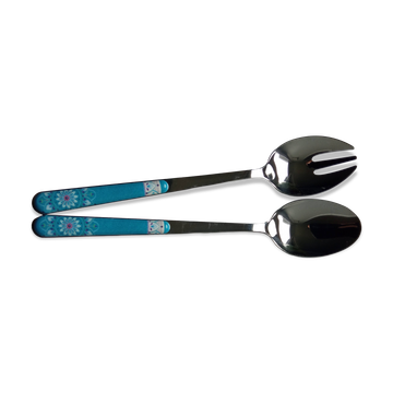Service of 2 metal salad servers