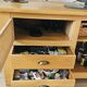 Buffet / TV unit in solid oak with a caned door.