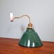 Brass wall light with green enamelled sheet metal, Mid-Century