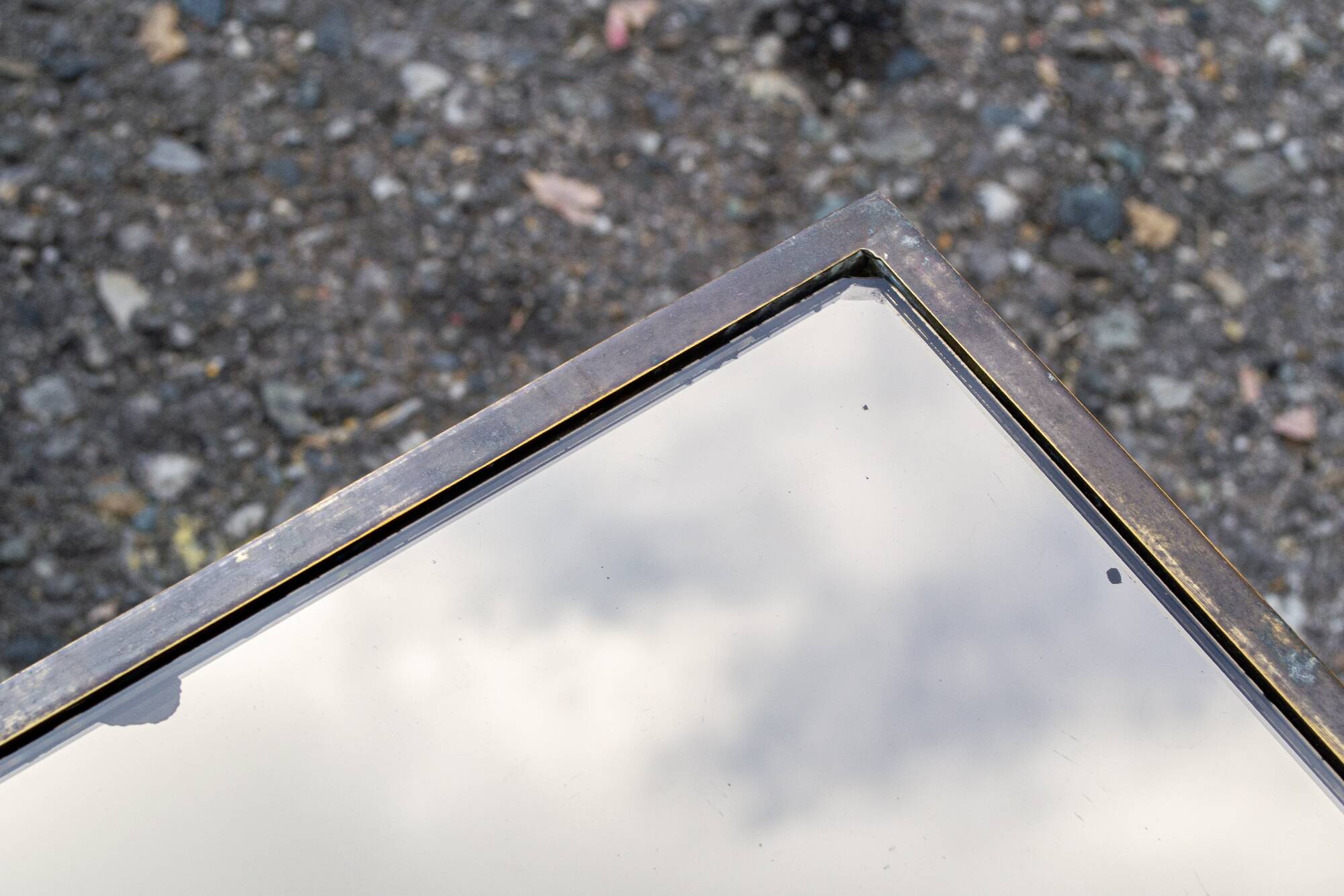 Three small tables in brass and mirrored glass vintage 1960s Italy