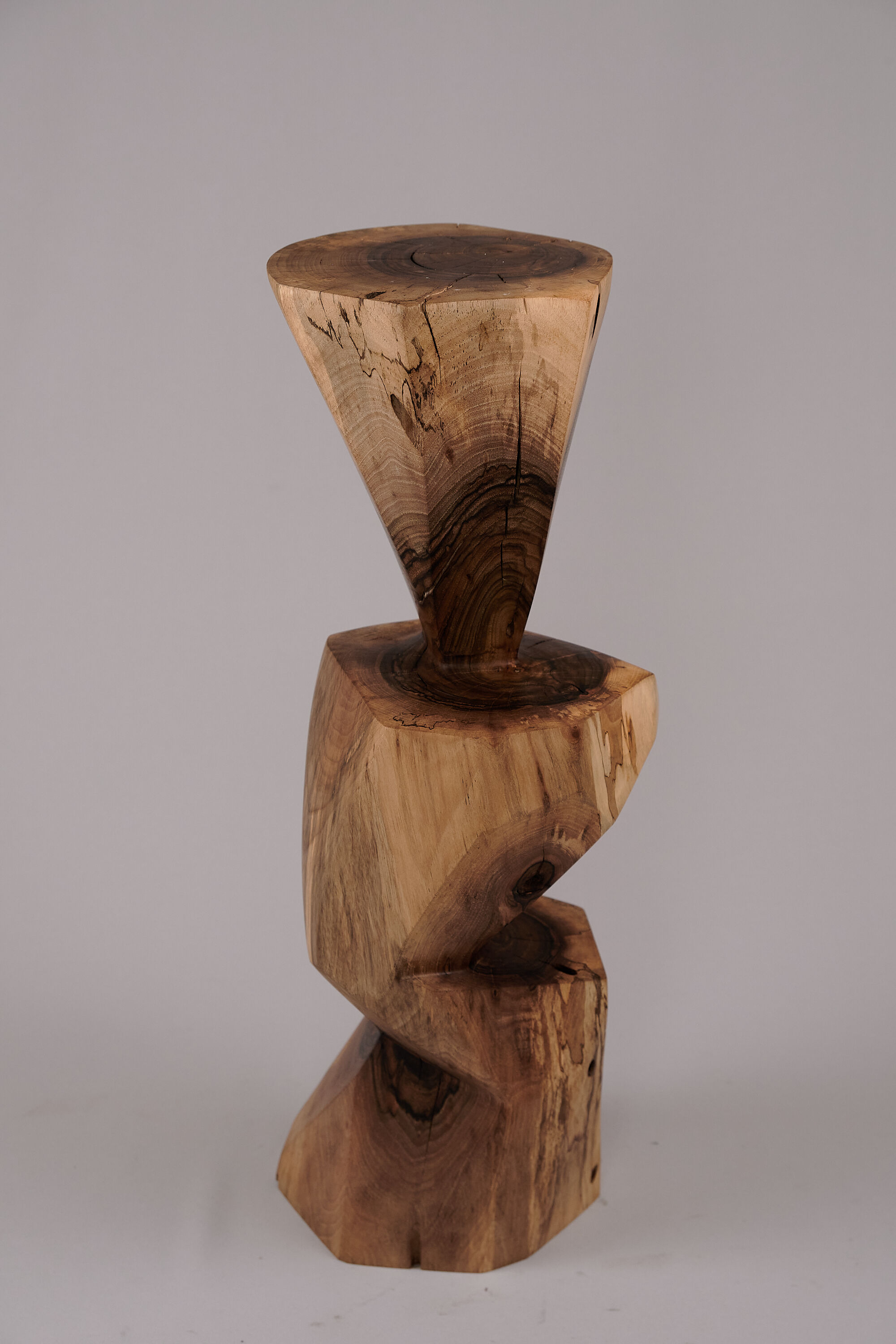 Solid wood sculptural side table, original contemporary design, logniture