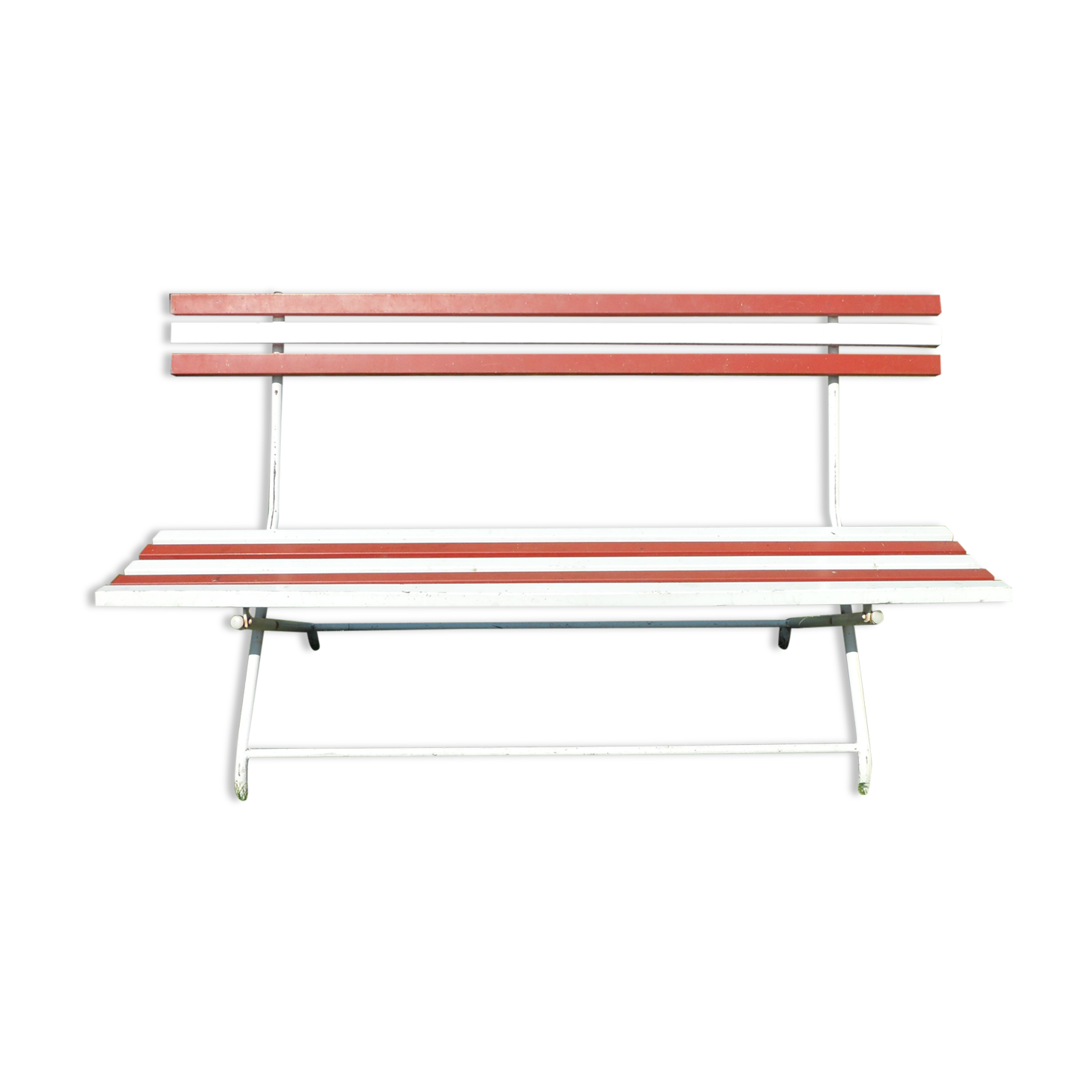 Folding bench with iron slats