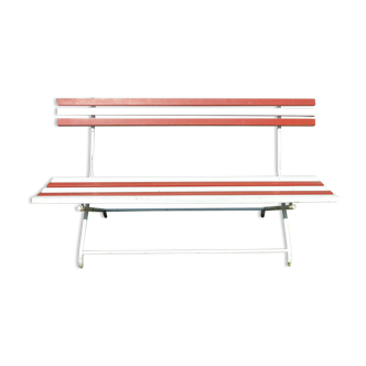 Folding bench with iron slats