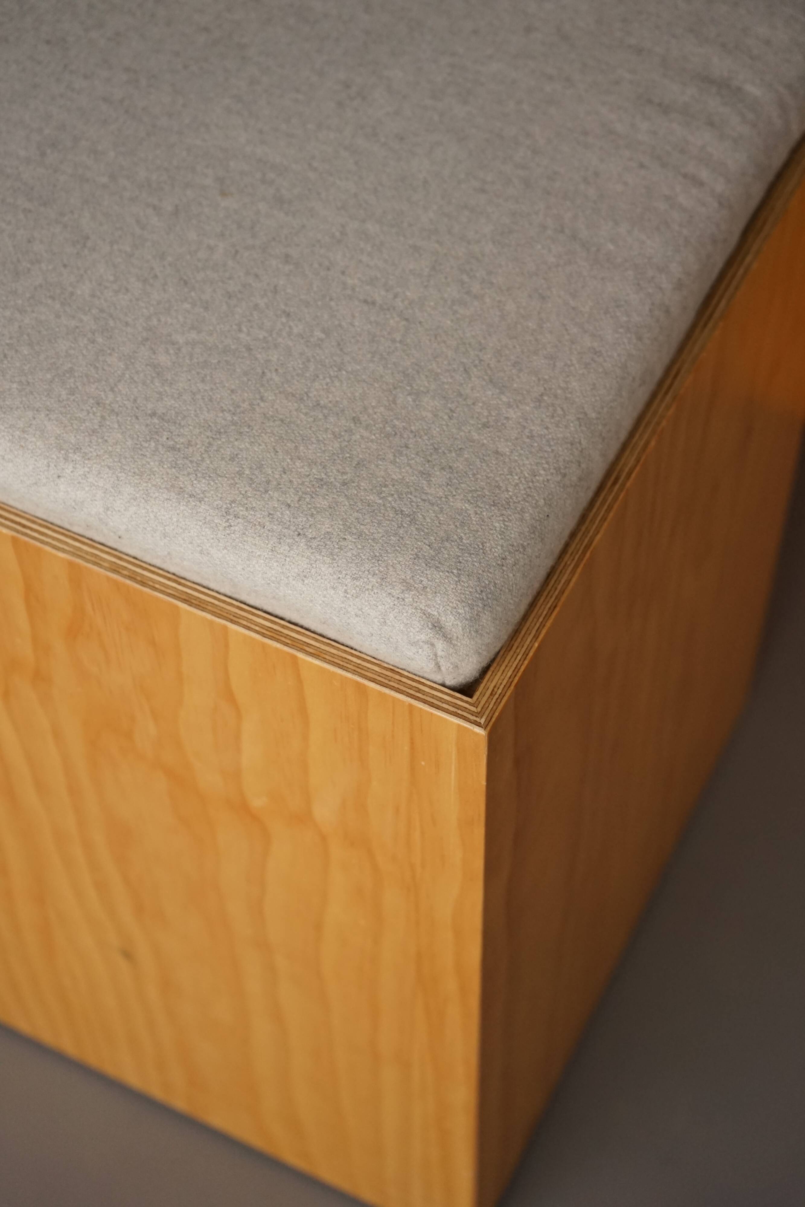 6 minimalist plywood stools with cushions, 1990s