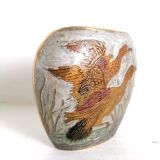 Cloisonné brass vase with ducks, circa 1900