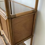 Bamboo shelf and smoked glass