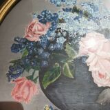 Pairs of flower frames on wood