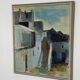 Original Swedish mid-century oil on canvas – “City” by Gustaf Höglund – vintage & framed – 80 × 70 cm