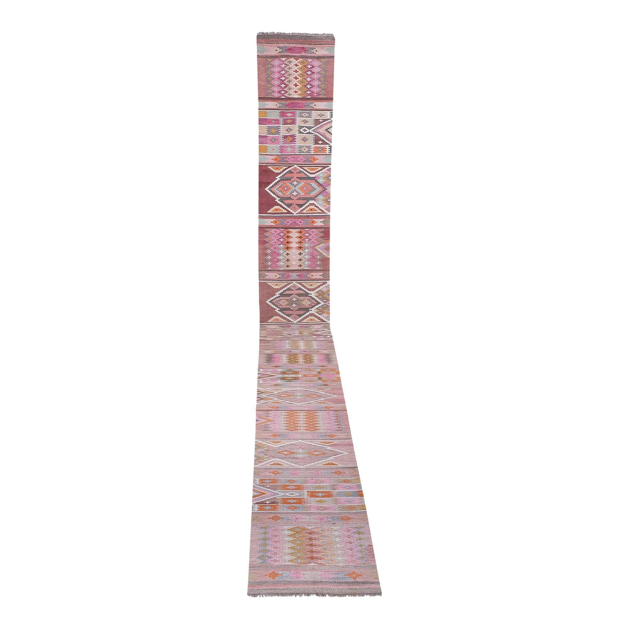 Vintage Turkish hallway rug 74x829 cm