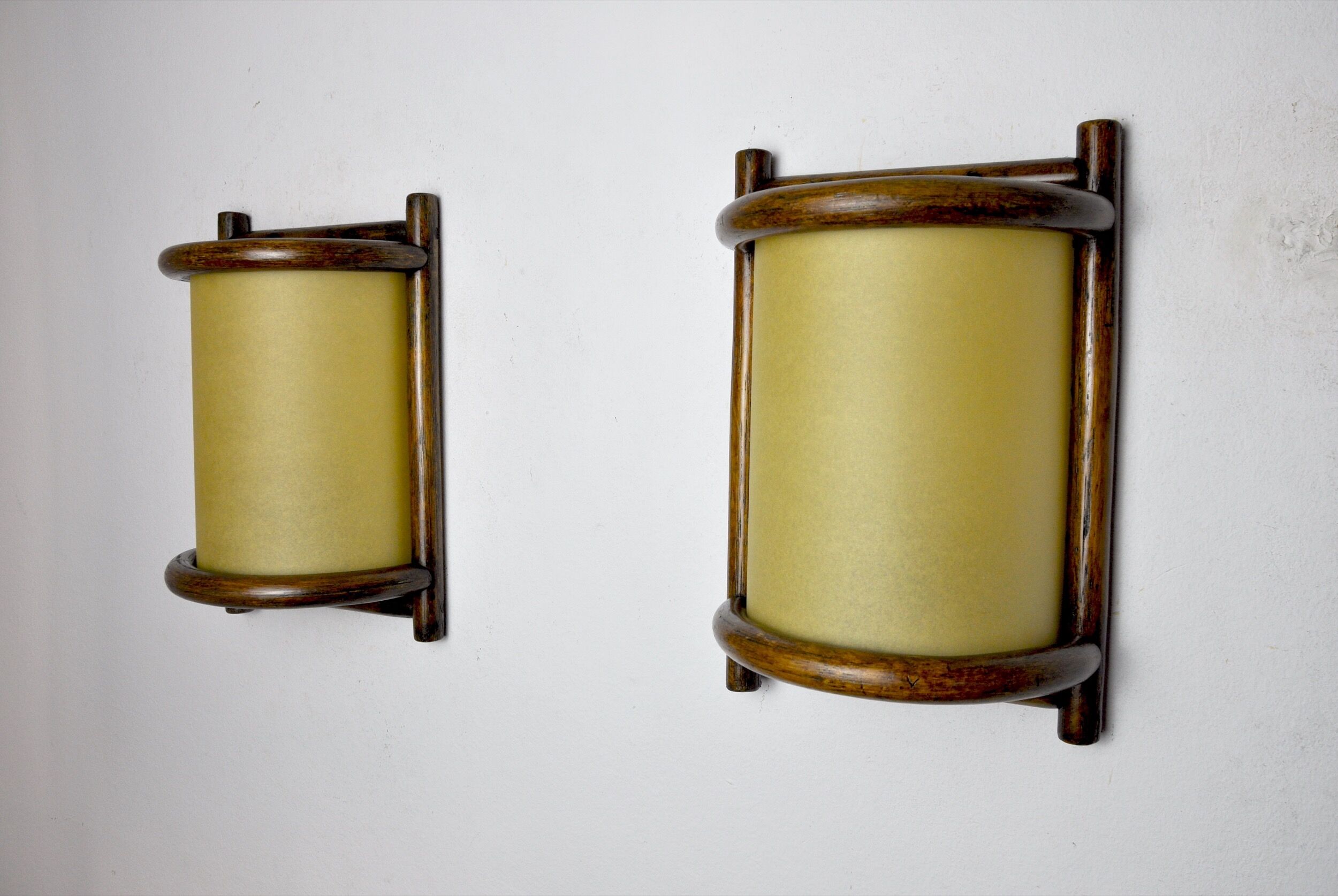Pair of rattan wall lights France 1960