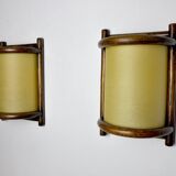 Pair of rattan wall lights France 1960