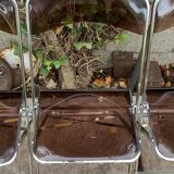 6 chaises pliantes en Plexiglas fumé et métal chrome Chaisor 1970