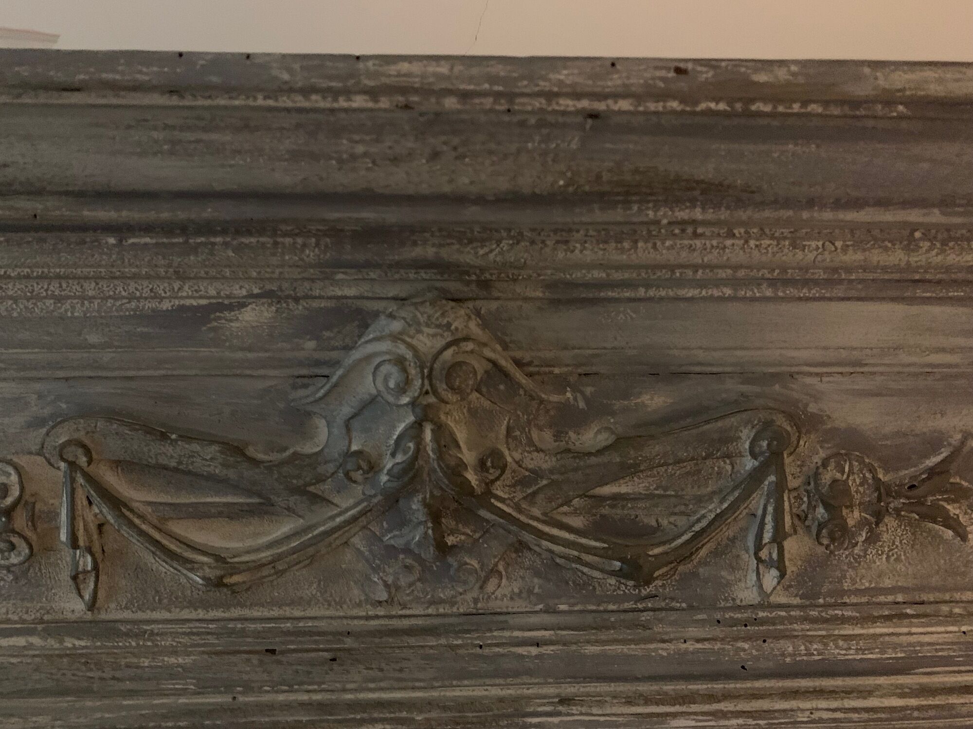 Trumeau ancien fin XIXè, grey wood, Shabby chic style 109x142cm