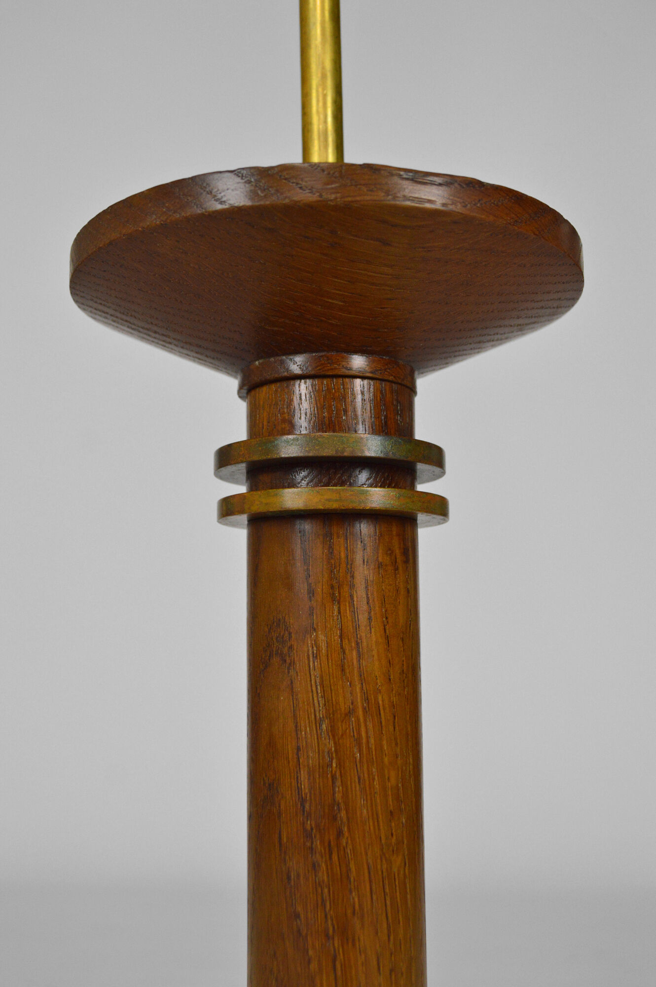 Pair of art deco lamps in wood and patinated bronze around 1930