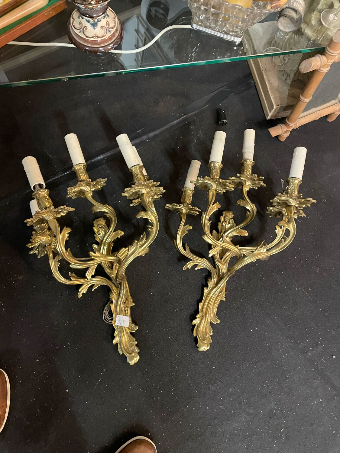 Pair of bronze sconces