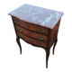 Antique marquetry commode with marble top in Louis XVI style.