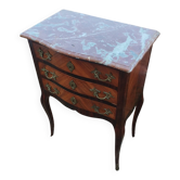 Commode ancienne en marqueterie avec plateau marbre style louis xvi