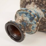 German Blue, Brown, Green & White Ceramic Amphora Vase, 1970s