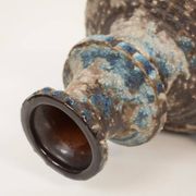 Vase amphore en céramique bleue, brune, verte et blanche, années 1970