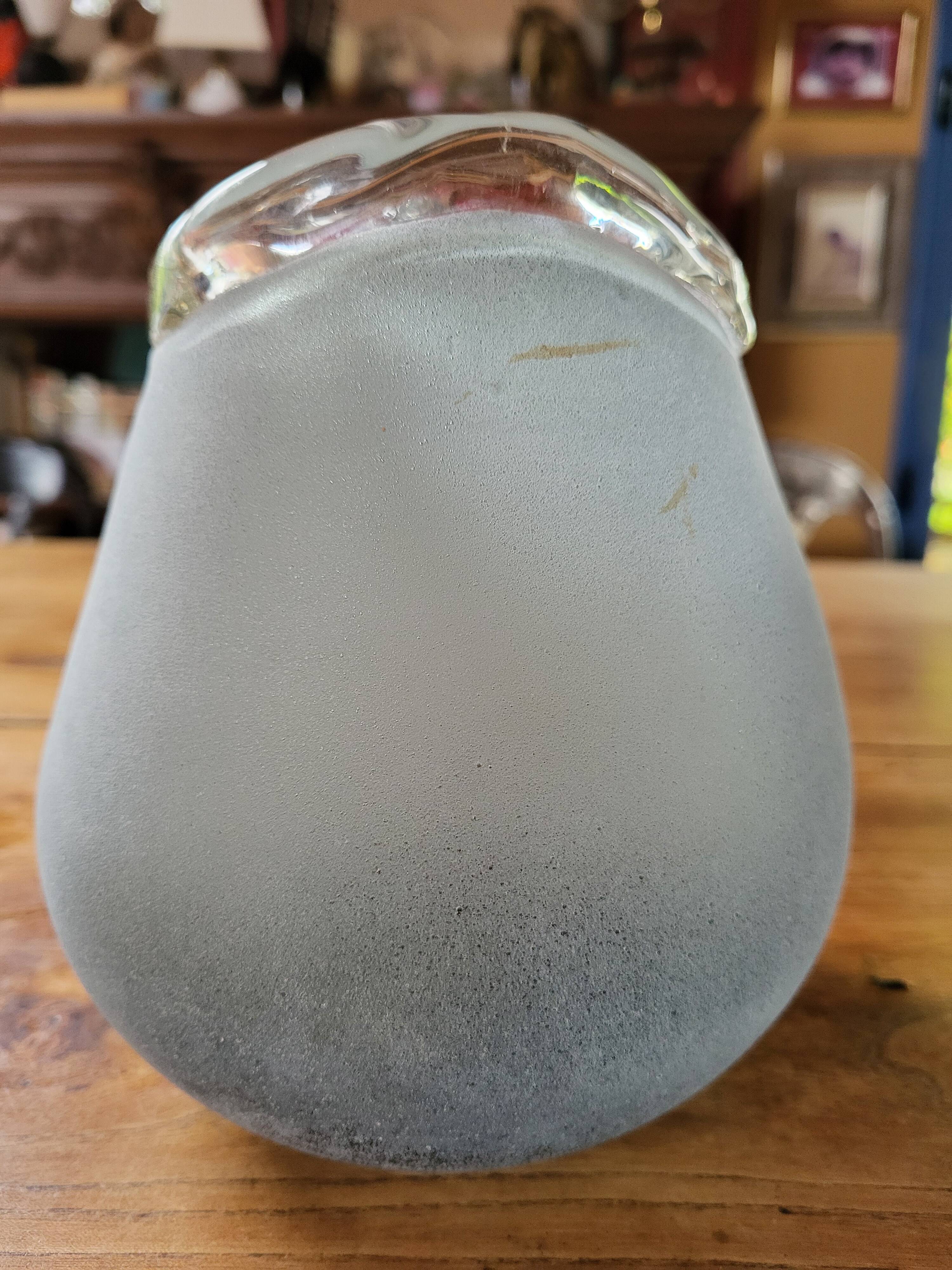 Biomorphic vase Murano granite gray glass paste