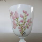 Opaline vase floral pattern, signed, 60s 70s