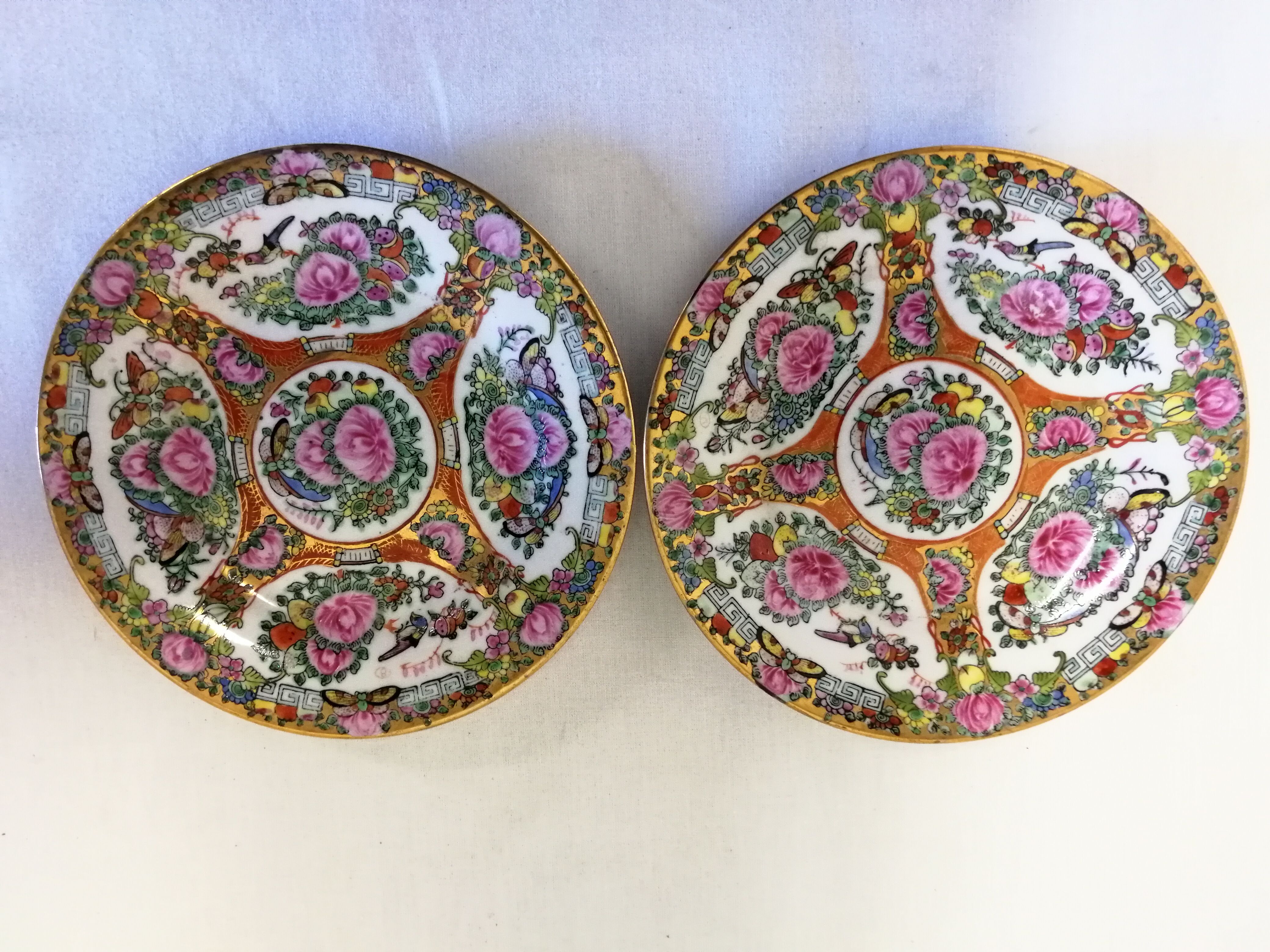 Asian Porcelain Plates Floral Decor