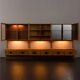 Scandinavian mid century oak wall unit with backlit, Denmark 1970s