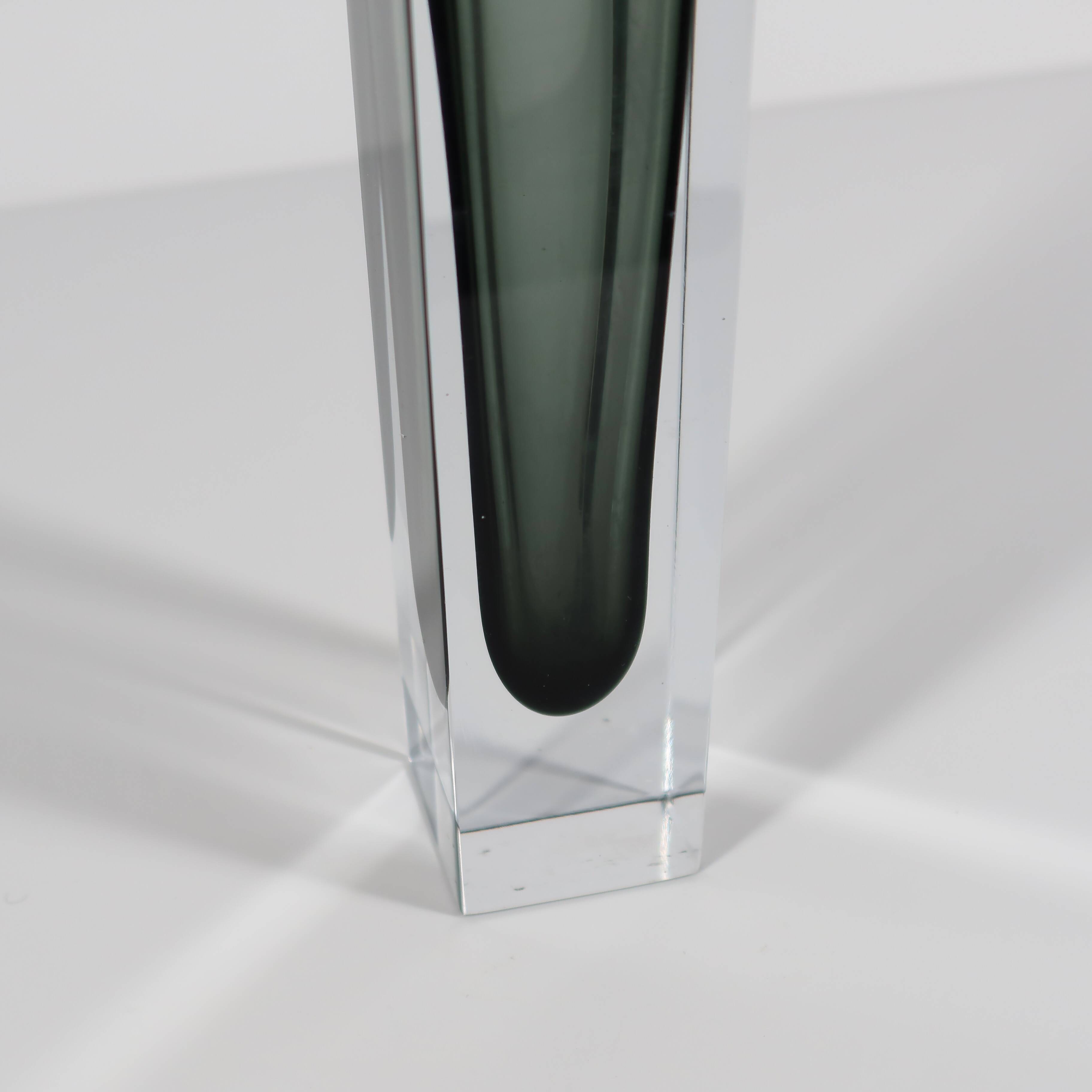 Murano Sommerso Soliflore Vase with Geometric Facets, 1970s