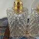 Set of three vintage pendant lamps in chiseled glass