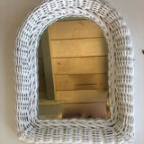 White rattan mirror