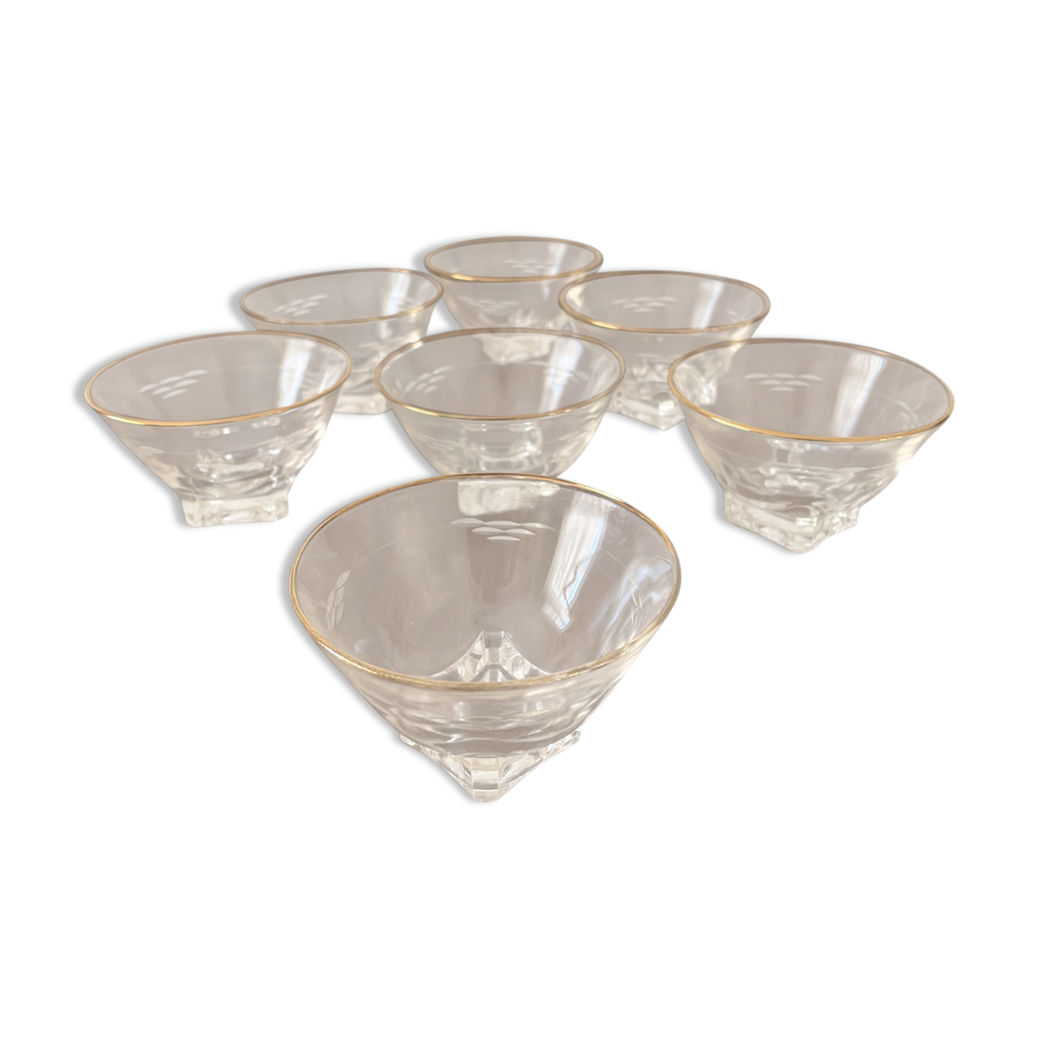 Set of 7 glass ramekins 1950