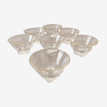 Set of 7 glass ramekins 1950