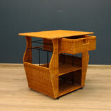 Rattan table with drawer and magazine holder