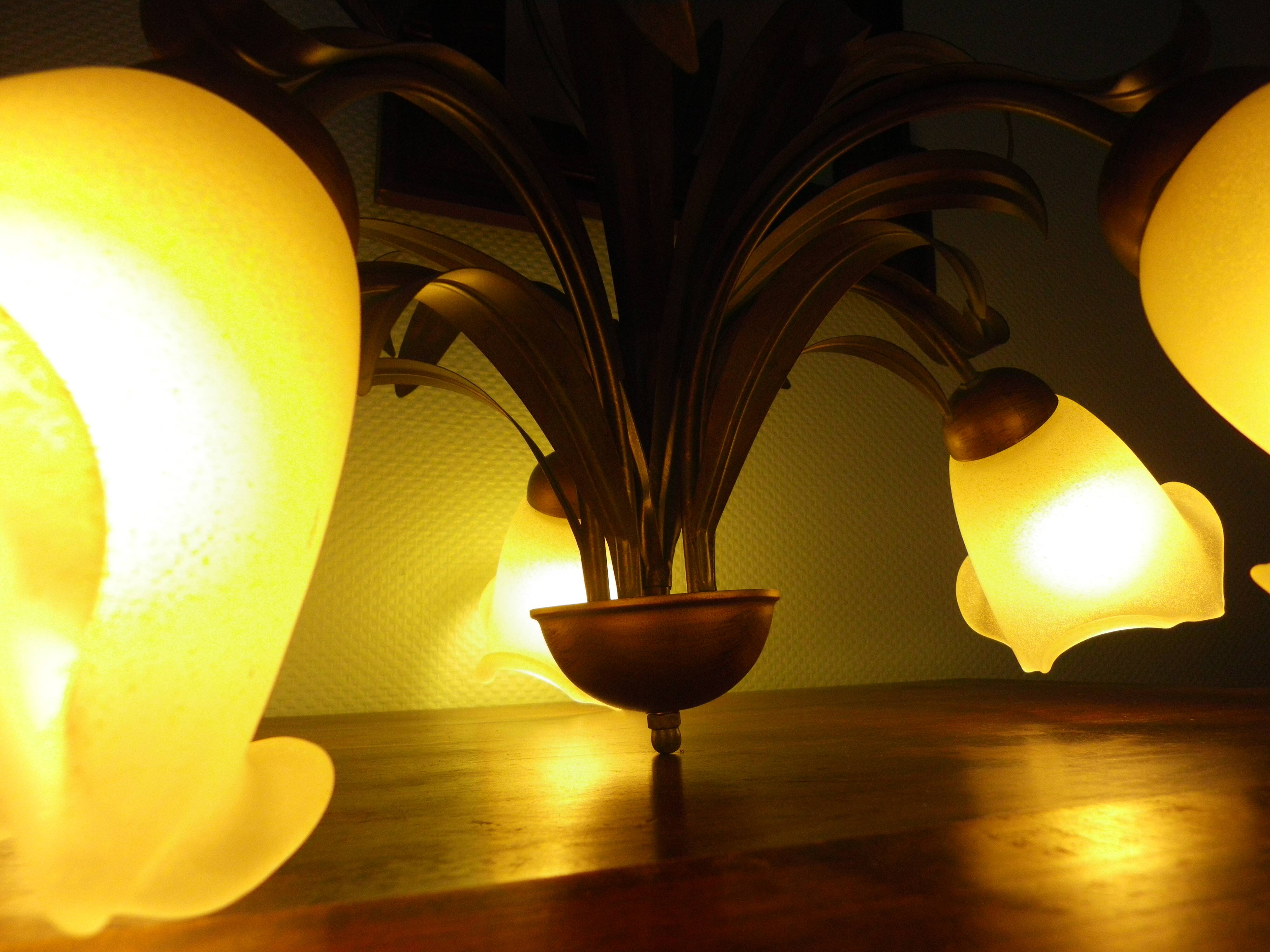 Five Pendant Lights with Frosted White Glass, 1970s