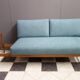 Blue fabric daybed wood frame 1960s