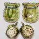 2 cups + 2 saucers in majolica slip ceramic zoomorphic snail shape