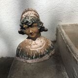 Buste jeune fille ancien, en plâtre