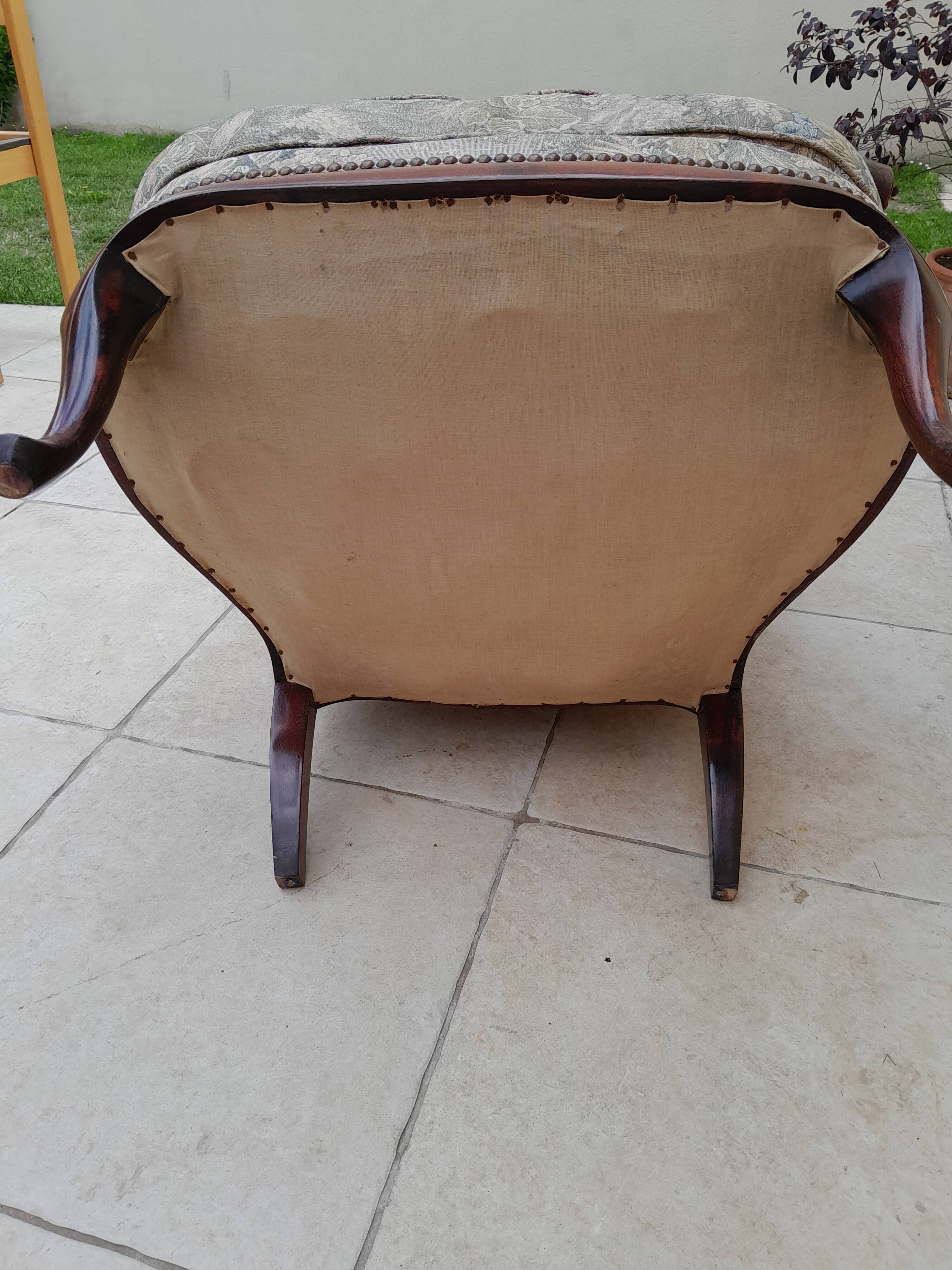 Pair of vintage antique bergère armchairs