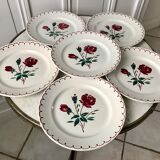 Set of 6 flat plates Badonviller model pinks 30s
