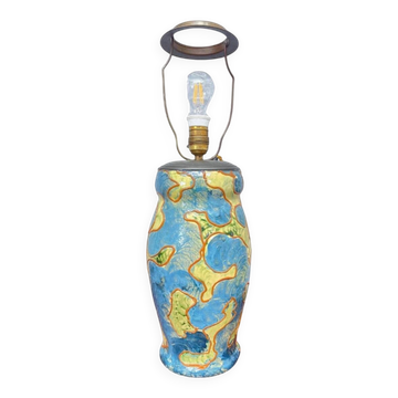 Lampe de bureau antique Michael Andersen & Son de Bornholm, poterie peinte